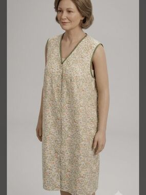 Ashley Taylor Vintage Sleeveless Floral Nightgown/Apron Robe